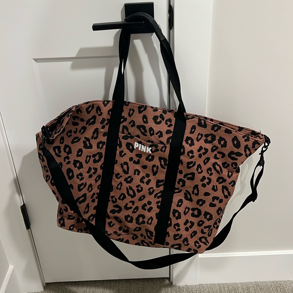 Victoria’s Secret PINK- cheetah print-large tote with zipper closure